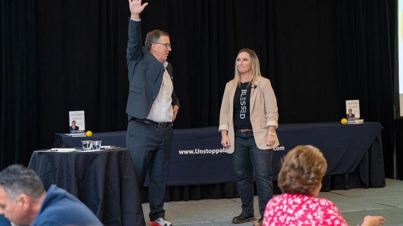 Natty Lewis presenting to audience